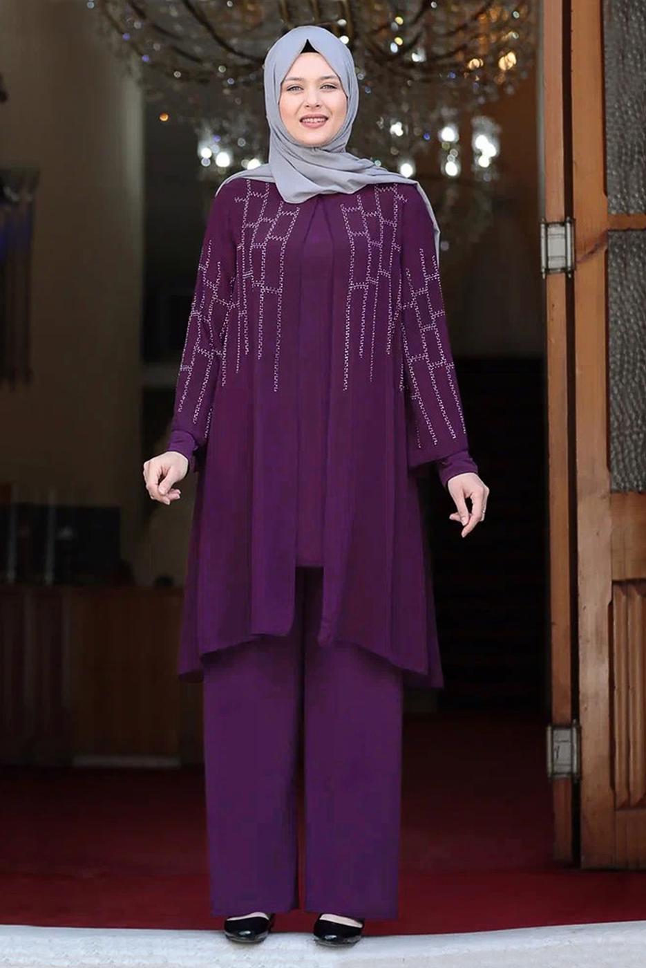 Vêtements hijab PRUNE ENSEMBLE PANTALON À MOTIFS T 4901