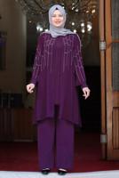 Vêtements hijab PRUNE ENSEMBLE PANTALON À MOTIFS T 4901
