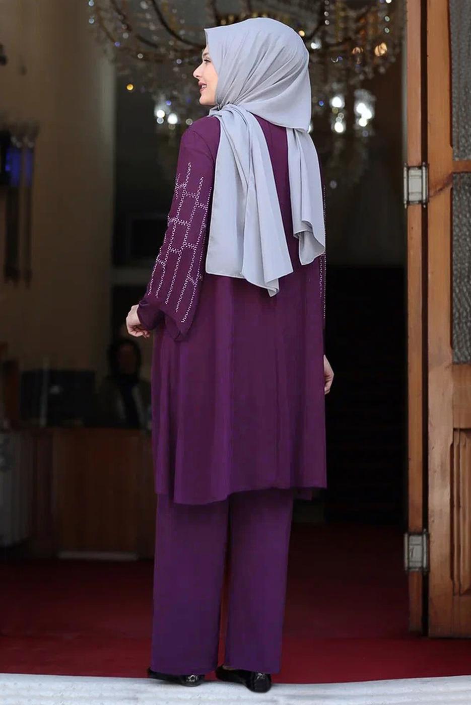 Vêtements hijab PRUNE ENSEMBLE PANTALON À MOTIFS T 4901