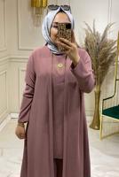 Tesettür giyim PUDRA AEROBİN ÜÇLÜ PANTOLON TAKIM 5009 