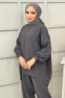 Tesettür giyim GRİ BASIC PANTOLONLU TAKIM 5112 