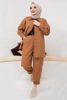 Hijab clothing TABA BUTTONED 2-PIECE PANTS SUIT WITH POCKET 5219 