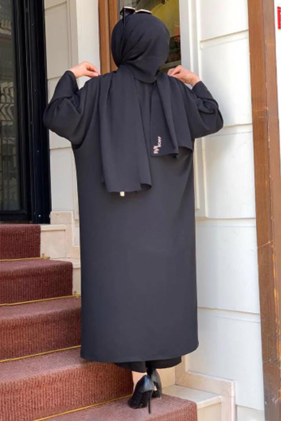 Vêtements hijab NOIR TUNIQUE DÉTAIL POCHES À PAILLETTES 5228
