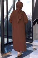 Tesettür giyim KAHVE CEBİ PUL DETAYLI YARASA KOL TAKIM 5228 