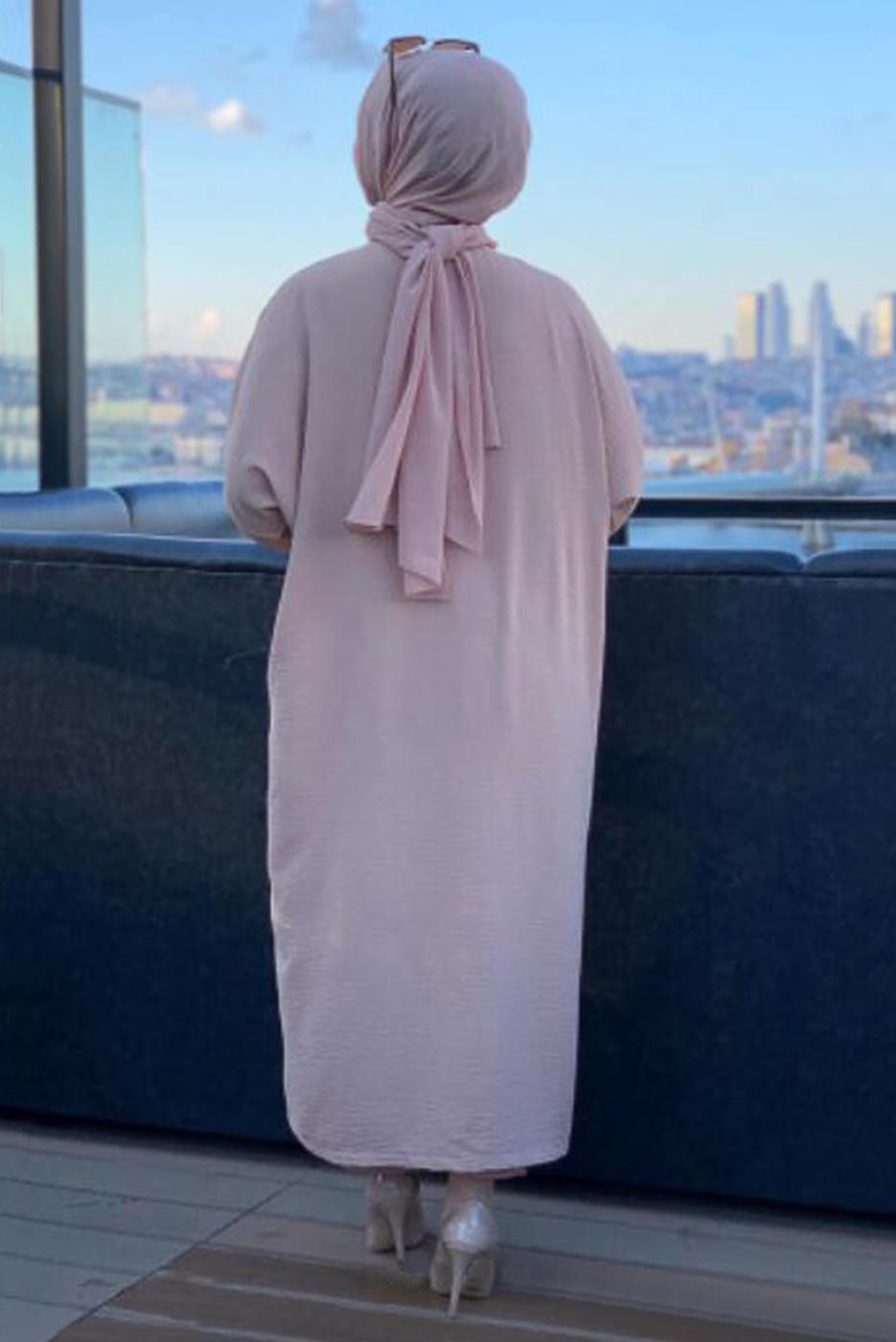 Tesettür giyim BEJ CEBİ PUL DETAYLI YARASA KOL TAKIM 5228 