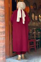 Tesettür giyim BORDO CEBİ PUL DETAYLI YARASA KOL TAKIM 5228 