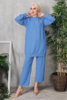 Tesettür giyim MAVİ GOFRE PANT. TAKIM 5252  