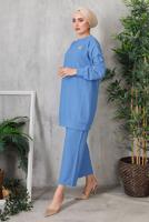 Tesettür giyim MAVİ GOFRE PANT. TAKIM 5252  