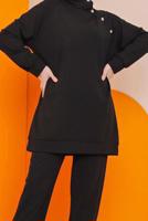 Tesettür giyim SİYAH ÇITÇIT DETAYLI PANT. TAKIM 5422 