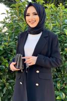 Tesettür giyim SİYAH DÜĞMELİ CEPLİ PANTOLONLU TAKIM T 7538