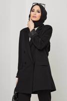 Tesettür giyim SİYAH KLASİK PANTOLONLU TAKIM 77051 