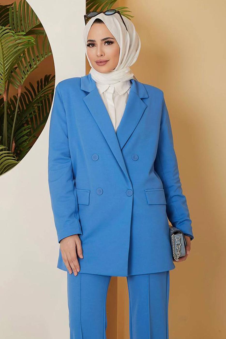 Hijab clothing NAVY BLUE CLASSIC PANTS SUIT 77051 