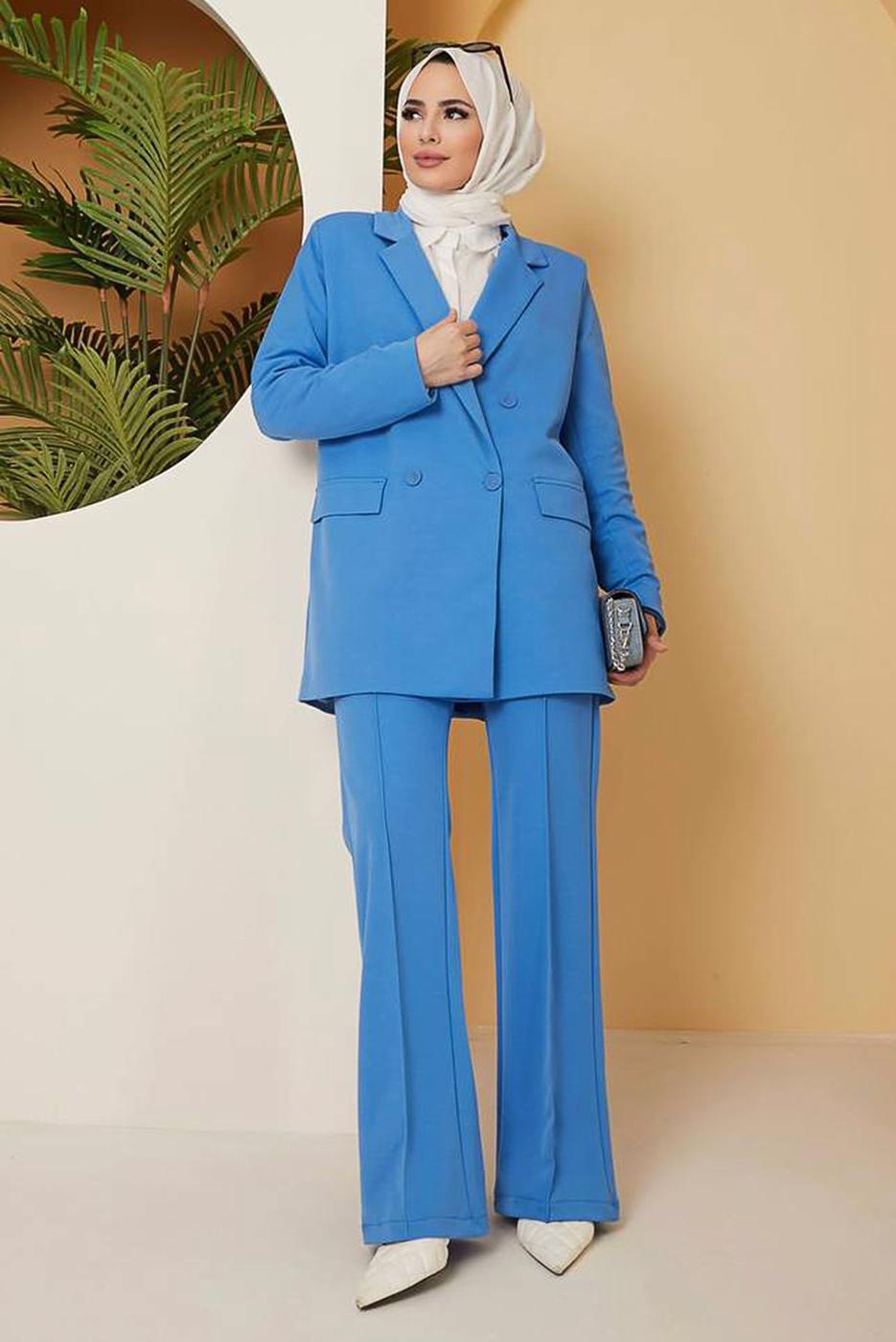 Hijab clothing NAVY BLUE CLASSIC PANTS SUIT 77051 