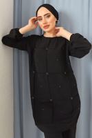 Tesettür giyim SİYAH BONCUK DETAYLI PANTOLONLU TAKIM 7932 