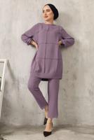 Tesettür giyim MOR BONCUK DETAYLI PANTOLONLU TAKIM 7932 