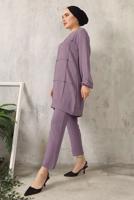Tesettür giyim MOR BONCUK DETAYLI PANTOLONLU TAKIM 7932 