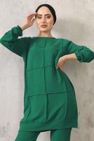 Tesettür giyim YEŞİL BONCUK DETAYLI PANTOLONLU TAKIM 7932 