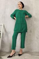 Tesettür giyim YEŞİL BONCUK DETAYLI PANTOLONLU TAKIM 7932 