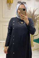 Tesettür giyim SİYAH DÜĞME DETAYLI PANTOLONLU TAKIM 8008 