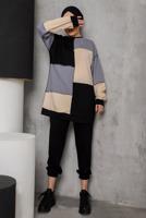 Tesettür giyim GRİ ÜÇ RENKLİ PANT. TAKIM 8822 