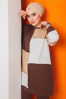 Tesettür giyim KAHVE ÜÇ RENKLİ PANT. TAKIM 8822 