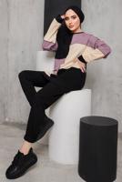 Tesettür giyim PEMBE ÜÇ RENKLİ PANT. TAKIM 8822 