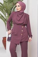 Vêtements hijab PRUNE ENSEMBLE PANTALON 2 PIÈCES DÉTAIL BOUTONS 90051