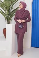 Vêtements hijab PRUNE ENSEMBLE PANTALON 2 PIÈCES DÉTAIL BOUTONS 90051