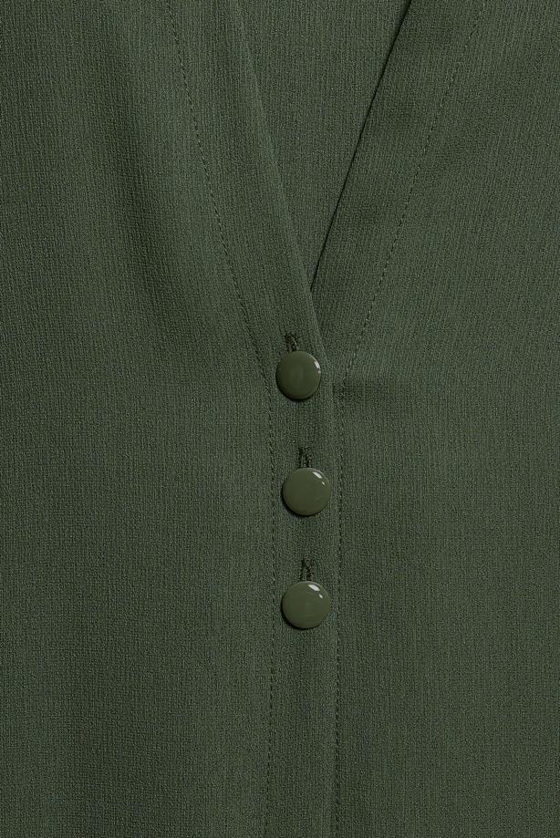 Tesettür giyim HAKİ ALVİNA HIRKA GÖRÜNÜMLÜ TULUM T 42766 - TRENDTESETTÜR