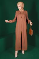 Hijab clothing BROWN ALVINA CARGIGAN LOOKING OVERALL T 42766