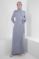 Tesettür giyim GRİ ALVİNA BAĞLAMA DETAYLI TULUM T 42885
