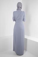 Tesettür giyim GRİ ALVİNA BAĞLAMA DETAYLI TULUM T 42885
