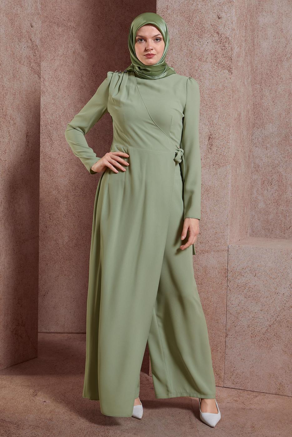 Hijab clothing GREEN ALVINA TIE DETAILED OVERALLS T 42885
