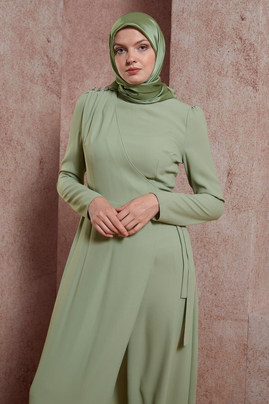 Hijab clothing GREEN ALVINA TIE DETAILED OVERALLS T 42885