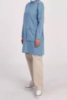 Tesettür giyim MAVİ DÜĞME DETAYLI CEPLİ DENİM TUNİK 00045 