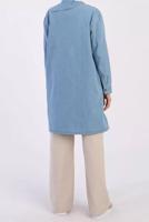 Tesettür giyim MAVİ DÜĞME DETAYLI CEPLİ DENİM TUNİK 00045 