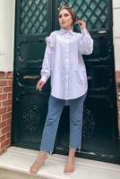 Tesettür giyim BEYAZ FIRFIRLI TAŞ İŞLEMELİ TUNİK 271 
