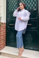 Tesettür giyim BEYAZ FIRFIRLI TAŞ İŞLEMELİ TUNİK 271 