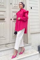 Tesettür giyim FUŞYA FIRFIRLI TAŞ İŞLEMELİ TUNİK 271 