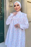 Tesettür giyim BEYAZ ÇİÇEK DESENLİ TUNİK 341  