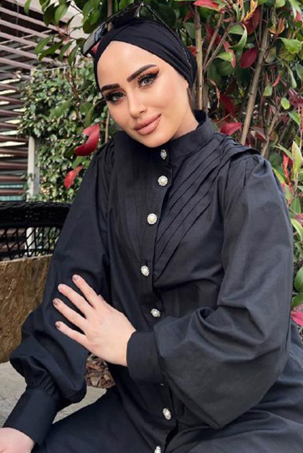 Tesettür giyim  TAŞ VE İNCİ DETAYLI TUNİK 361  - TRENDTESETTÜR