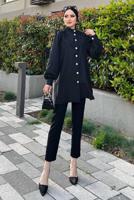 Tesettür giyim SİYAH TAŞ VE İNCİ DETAYLI TUNİK 361 