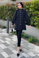 Tesettür giyim SİYAH TAŞ VE İNCİ DETAYLI TUNİK 361 