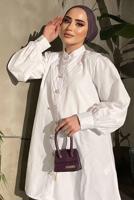 Vêtements hijab CRÈME TUNIQUE DÉTAILS GEMMES ET PERLES 361