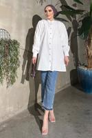 Vêtements hijab CRÈME TUNIQUE DÉTAILS GEMMES ET PERLES 361