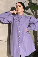 Tesettür giyim MOR TAŞ VE İNCİ DETAYLI TUNİK 361 