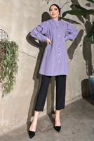 Tesettür giyim MOR TAŞ VE İNCİ DETAYLI TUNİK 361 