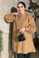 Vêtements hijab BRUN TUNIQUE DÉTAILS GEMMES ET PERLES 361