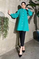 Tesettür giyim YEŞİL TAŞ VE İNCİ DETAYLI TUNİK 361 