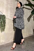 Tesettür giyim SİYAH DESENLİ SATEN TUNİK  551 